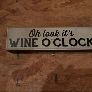 Wine O'Clock Wall Sign - Black and Cream